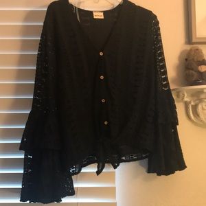 NWOT Black Bell Sleeved Peasant Blouse